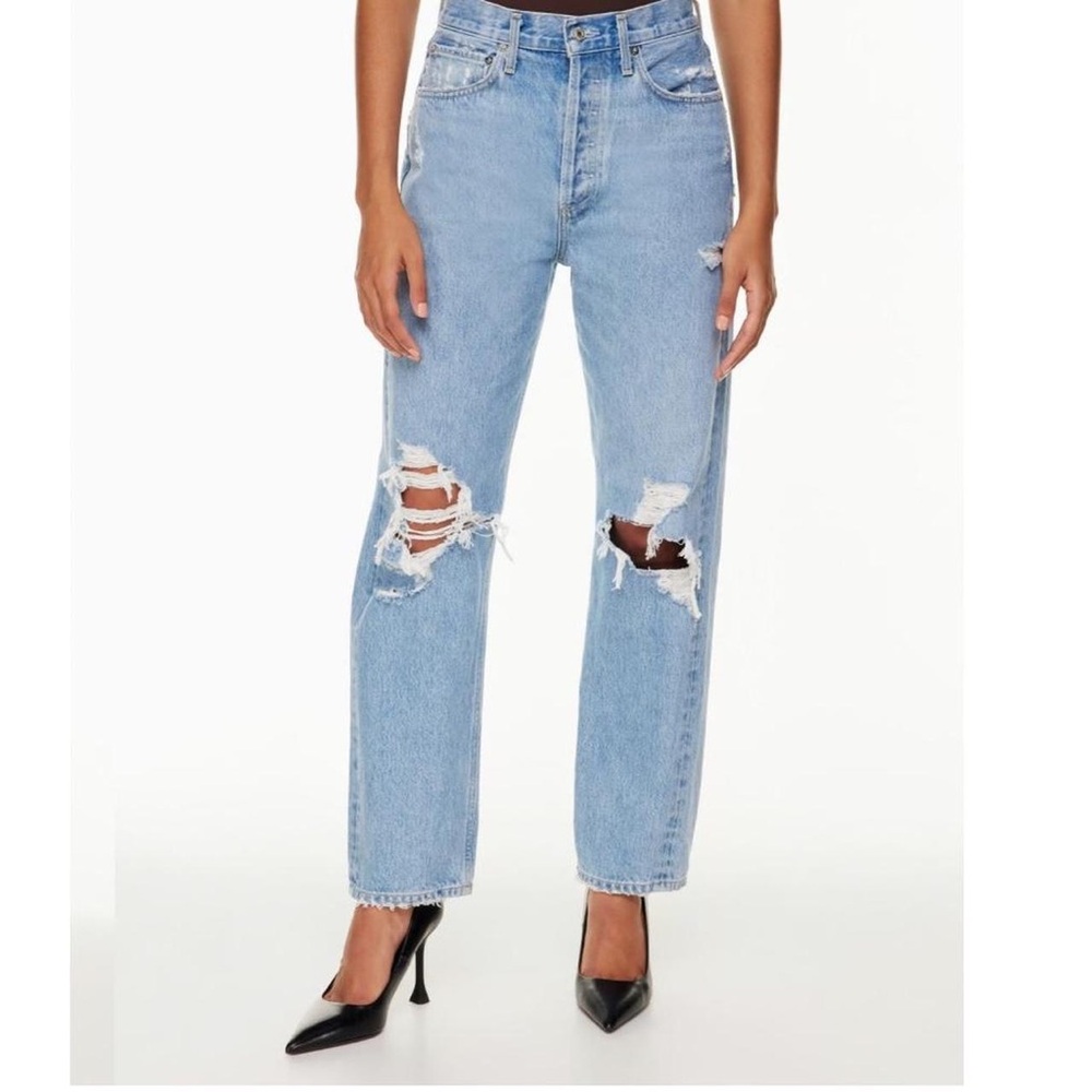 AGOLDE Women's 90’s Mid-Rise Distressed Jeans